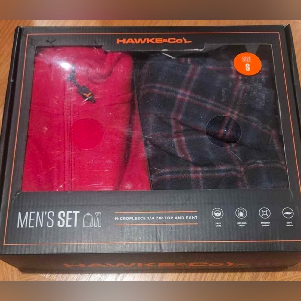 NWT Hawke & Co Boxed Microfleece 2-Piece Set - 1/4 Zip Top & Pajama Pant, Small